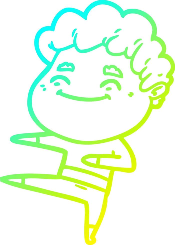 cold gradient line drawing cartoon friendly man vector