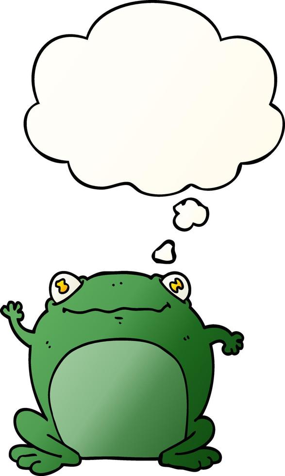 cartoon frog and thought bubble in smooth gradient style vector