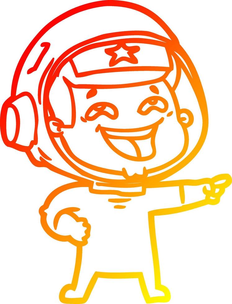 warm gradient line drawing cartoon laughing astronaut vector