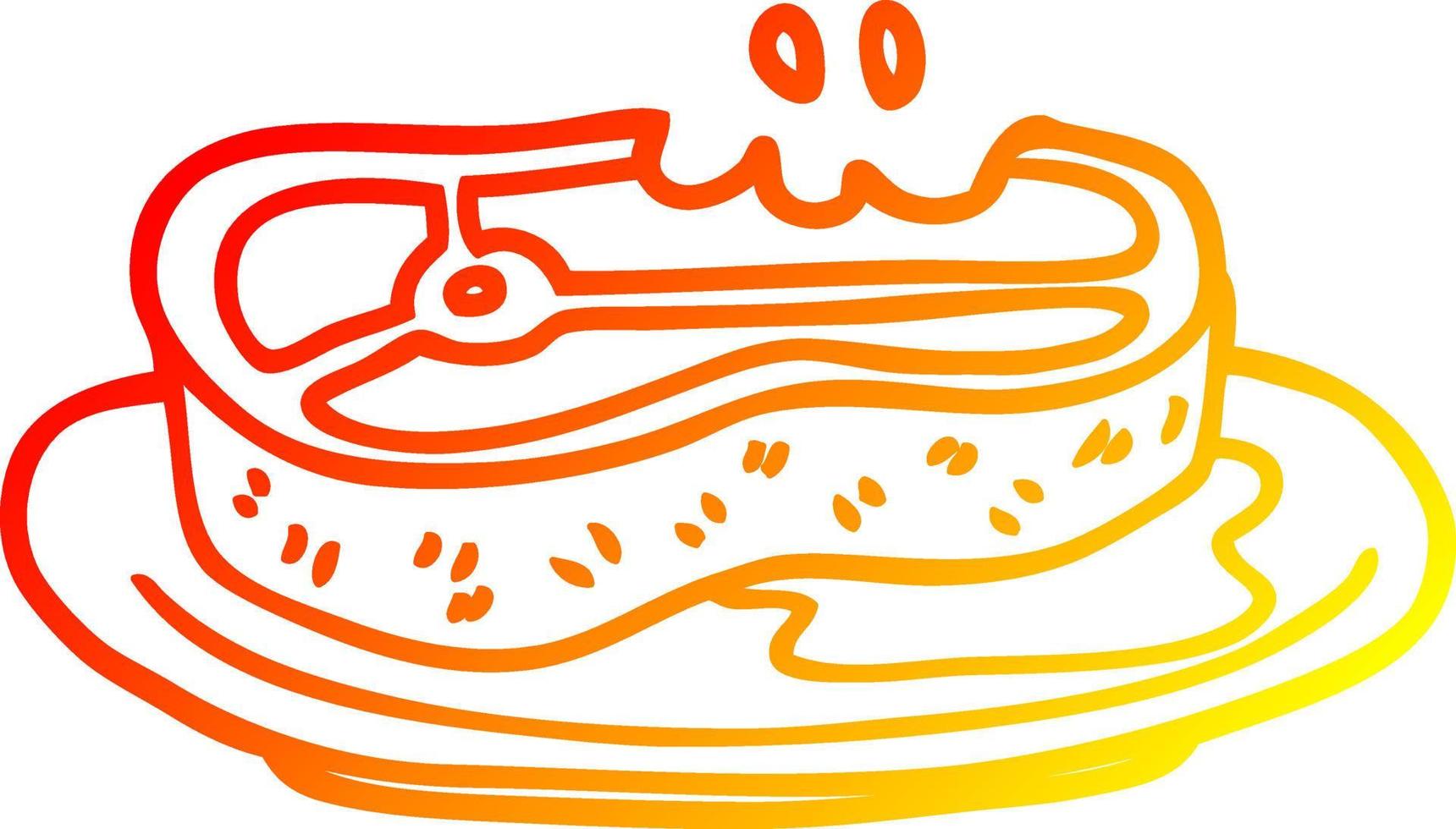 warm gradient line drawing cartoon well cooked meat vector