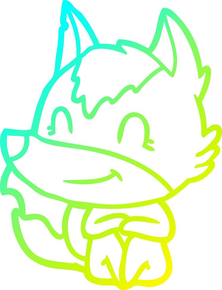 cold gradient line drawing friendly cartoon wolf vector