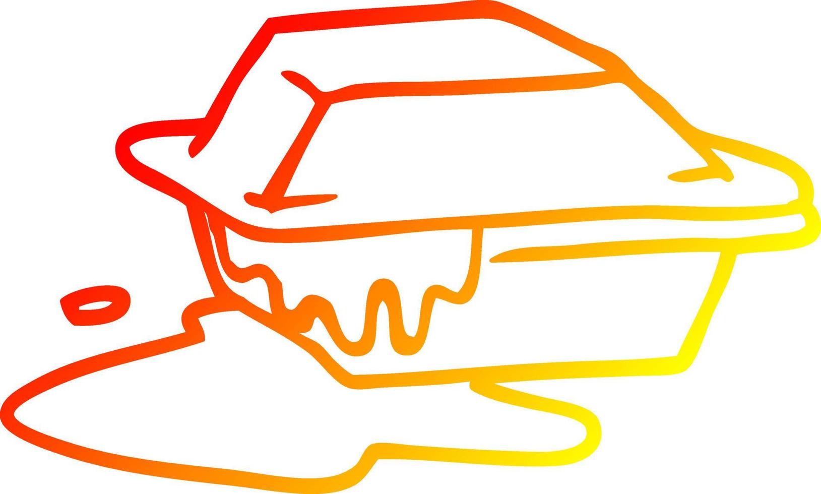 warm gradient line drawing cartoon food take out vector