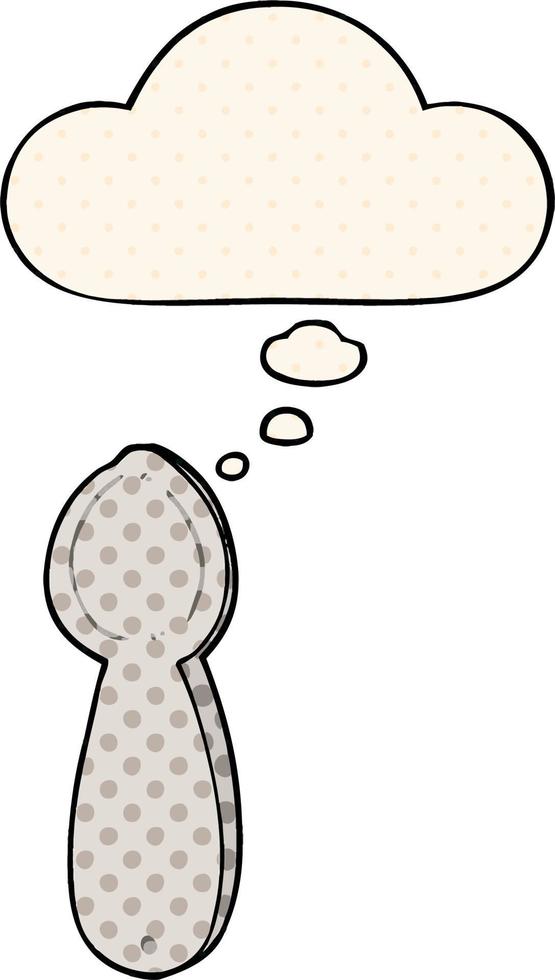 cartoon spoon and thought bubble in comic book style vector
