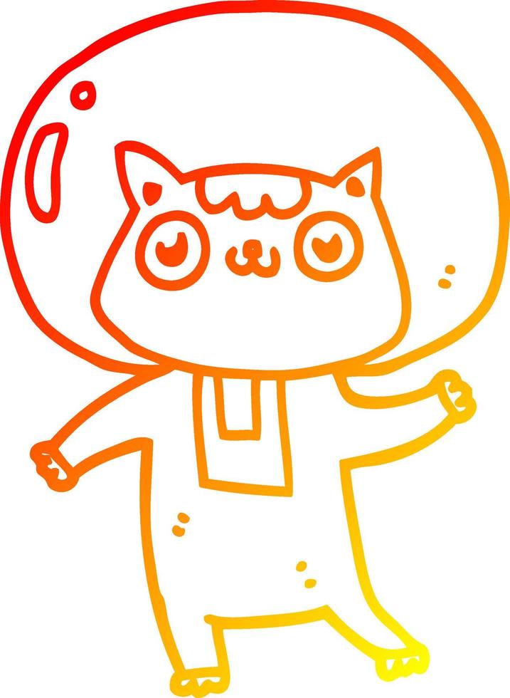 warm gradient line drawing cartoon space cat vector