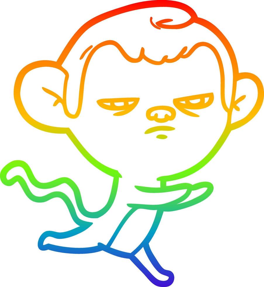 rainbow gradient line drawing cartoon monkey vector