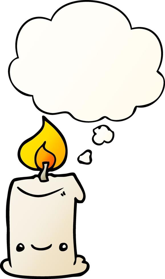 cartoon candle and thought bubble in smooth gradient style vector