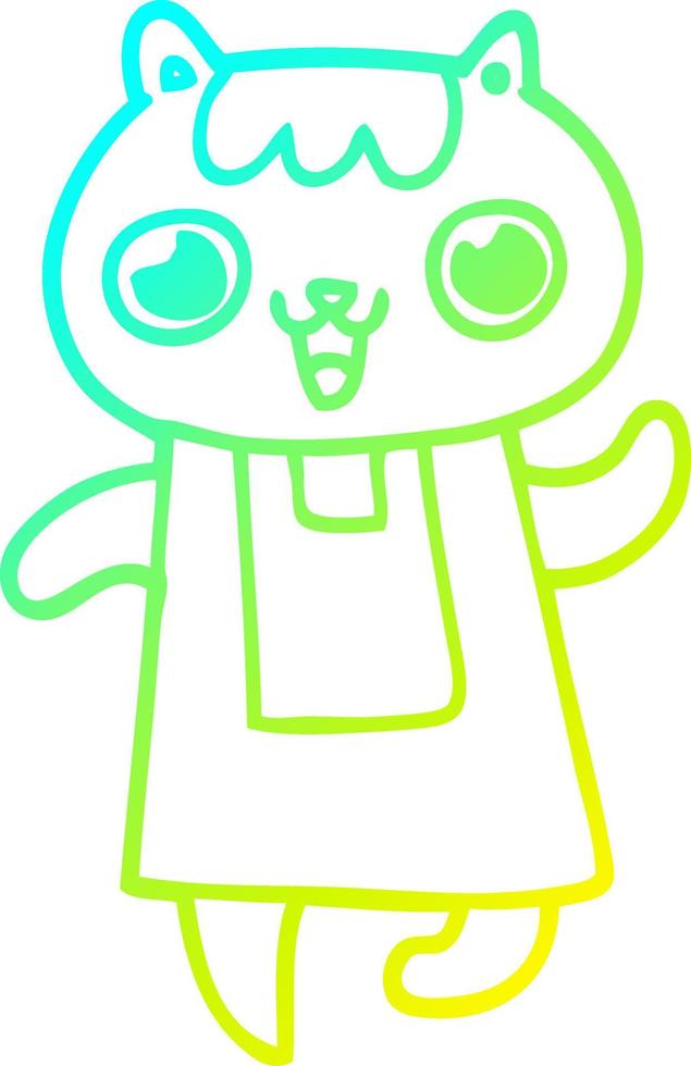 cold gradient line drawing cartoon cat vector