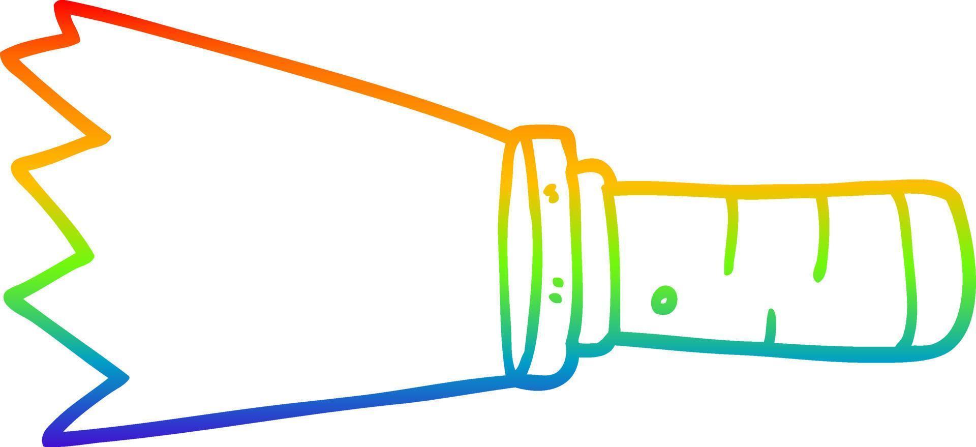 rainbow gradient line drawing cartoon lit torch vector