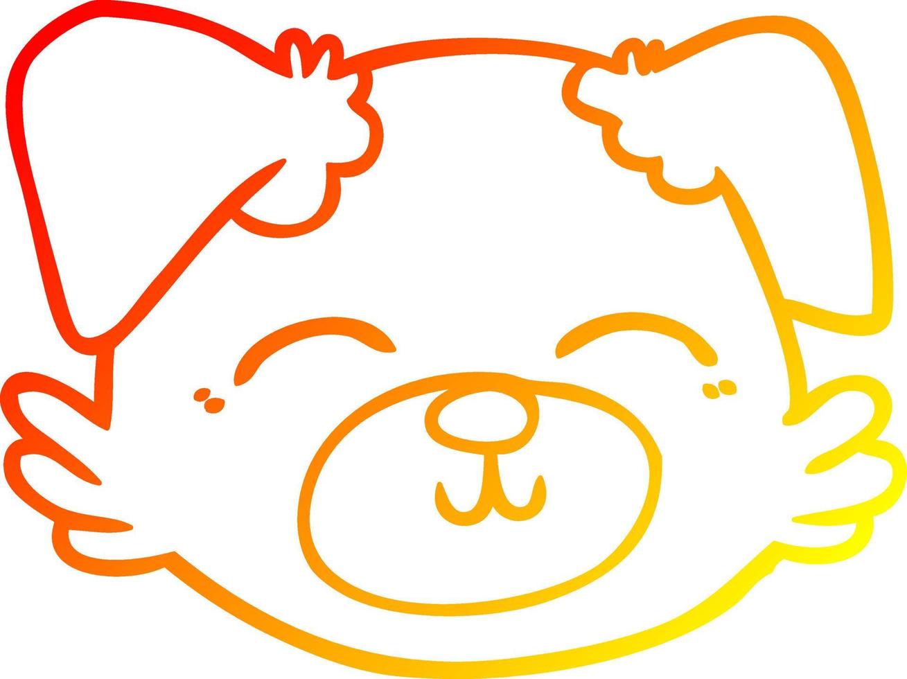 warm gradient line drawing cartoon dog face vector