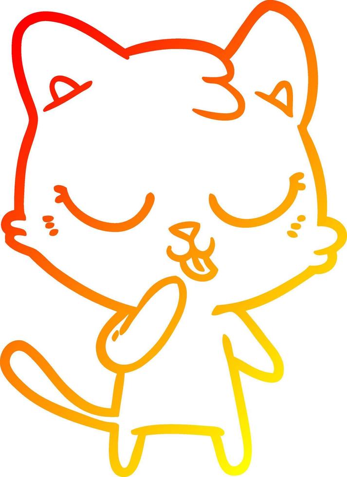 warm gradient line drawing cute cartoon cat vector