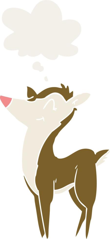 cartoon deer and thought bubble in retro style vector