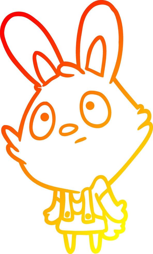 warm gradient line drawing cute rabbit shrugging shoulders vector
