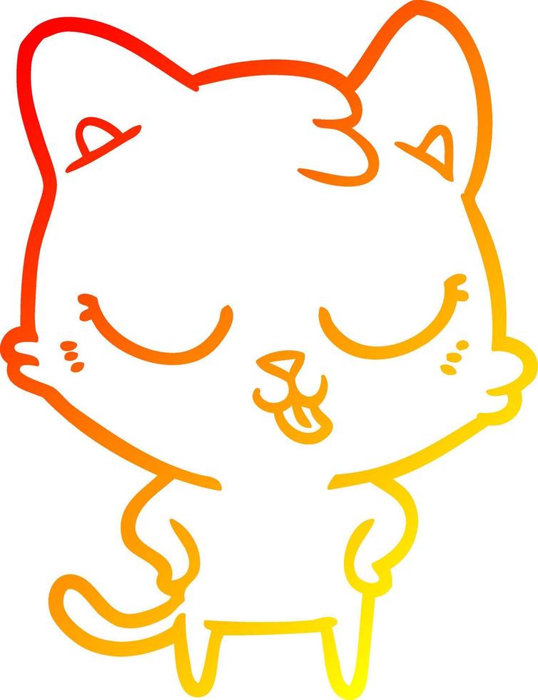 warm gradient line drawing cartoon cat vector