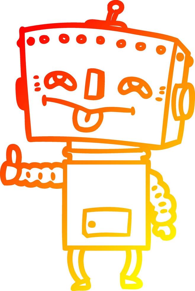 warm gradient line drawing cartoon robot vector
