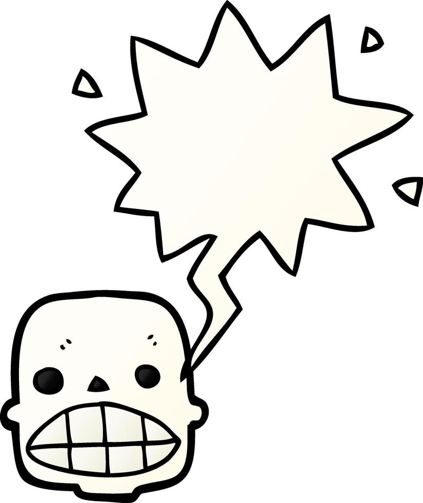 cartoon skull and speech bubble in smooth gradient style vector
