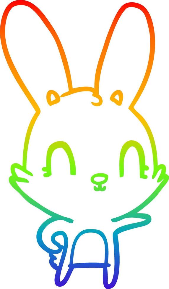rainbow gradient line drawing cute cartoon rabbit vector