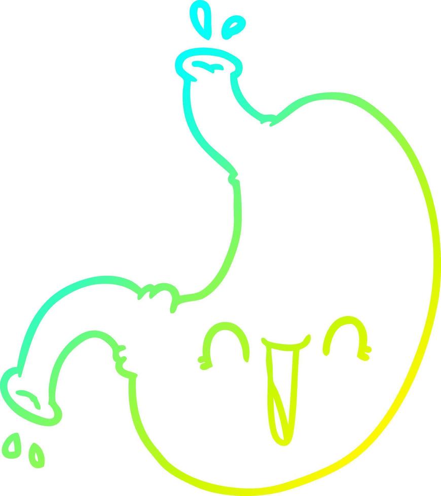 cold gradient line drawing cartoon happy stomach vector