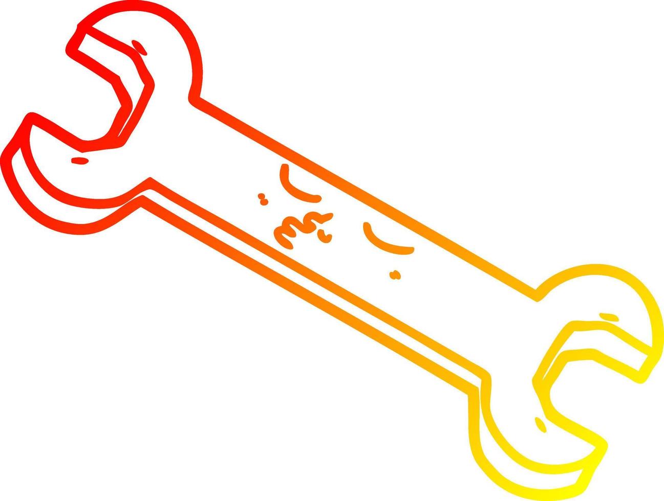 warm gradient line drawing cartoon spanner vector