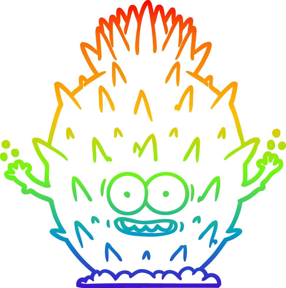 rainbow gradient line drawing cartoon cactus vector