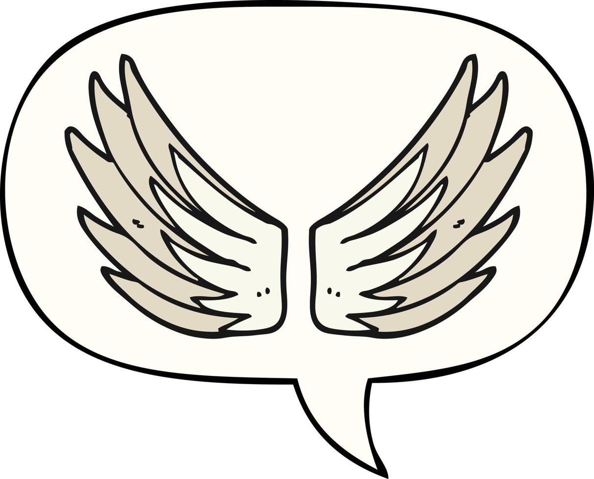 cartoon wings symbol and speech bubble vector