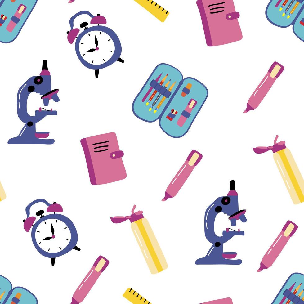 Seamless pattern back to school. Design for fabric, textile, wallpaper, packaging. vector