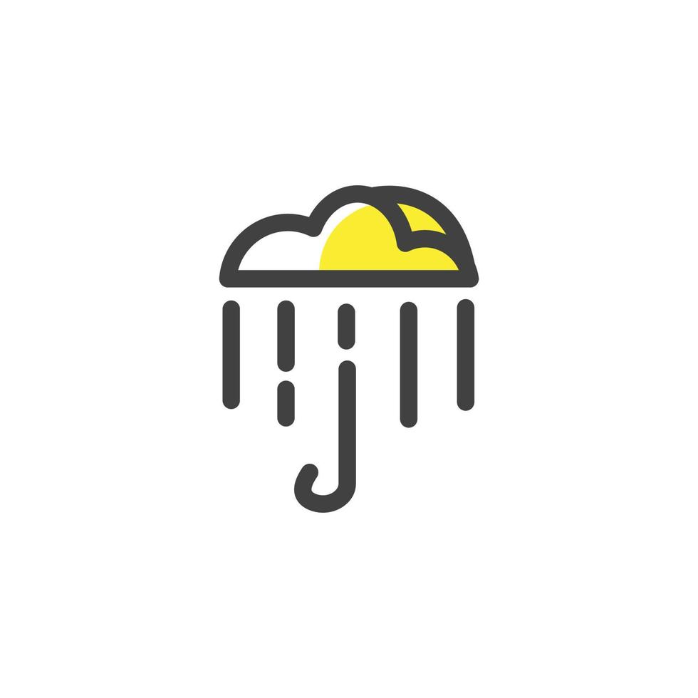 Umbrella with rain simple line vector