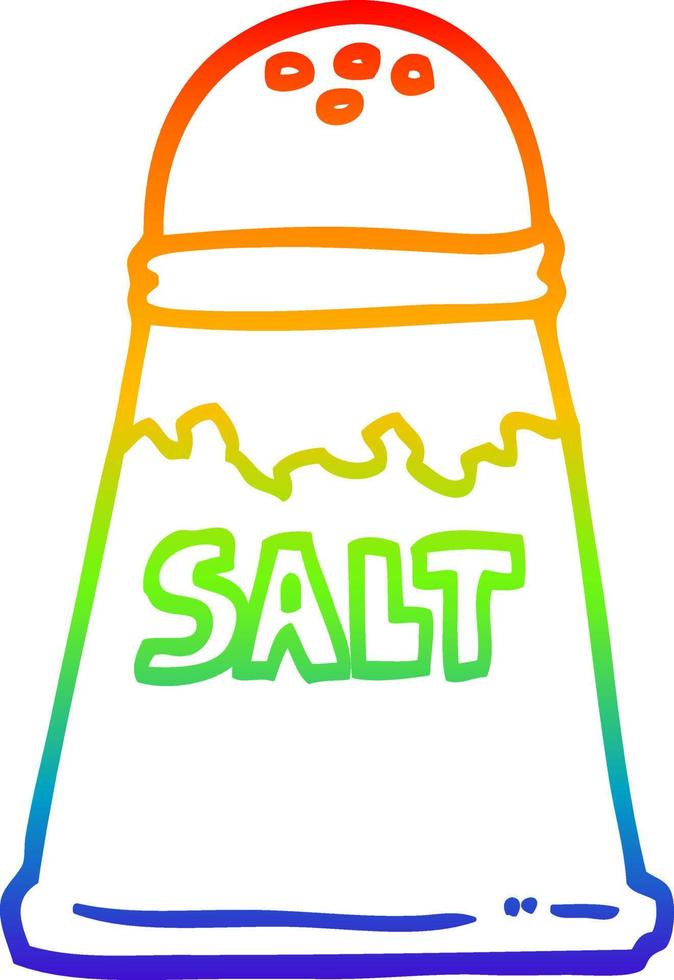 rainbow gradient line drawing cartoon salt shaker vector