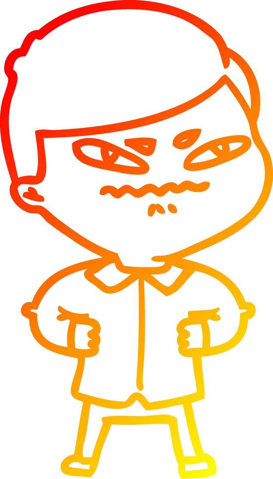 warm gradient line drawing cartoon angry man vector