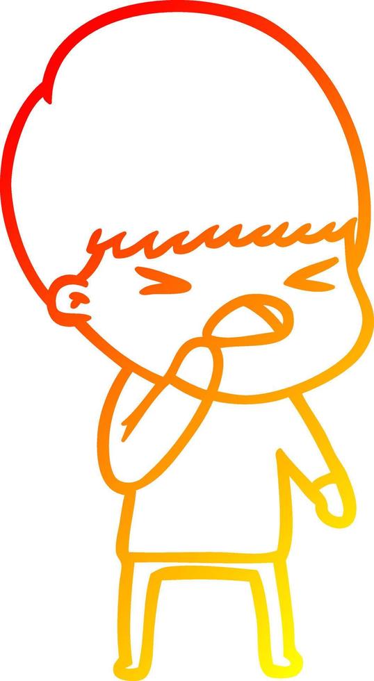 warm gradient line drawing cartoon stressed man vector