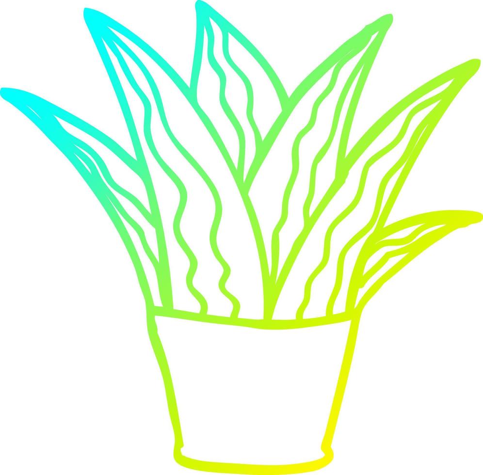 cold gradient line drawing cartoon house plant vector