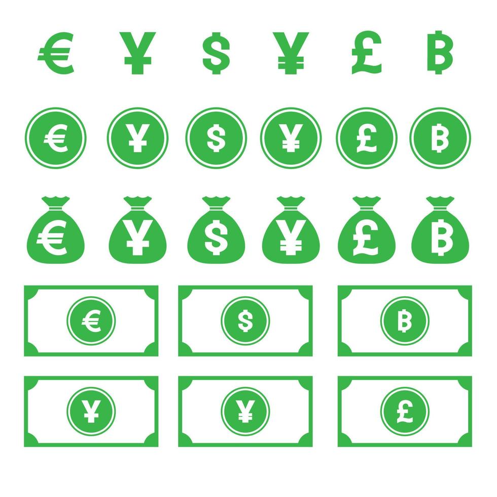 The money symbol bundle set vector image for business concept