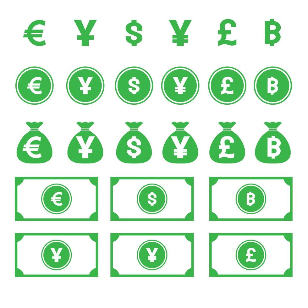 el paquete de símbolos de dinero establece la imagen vectorial para el concepto de negocio vector