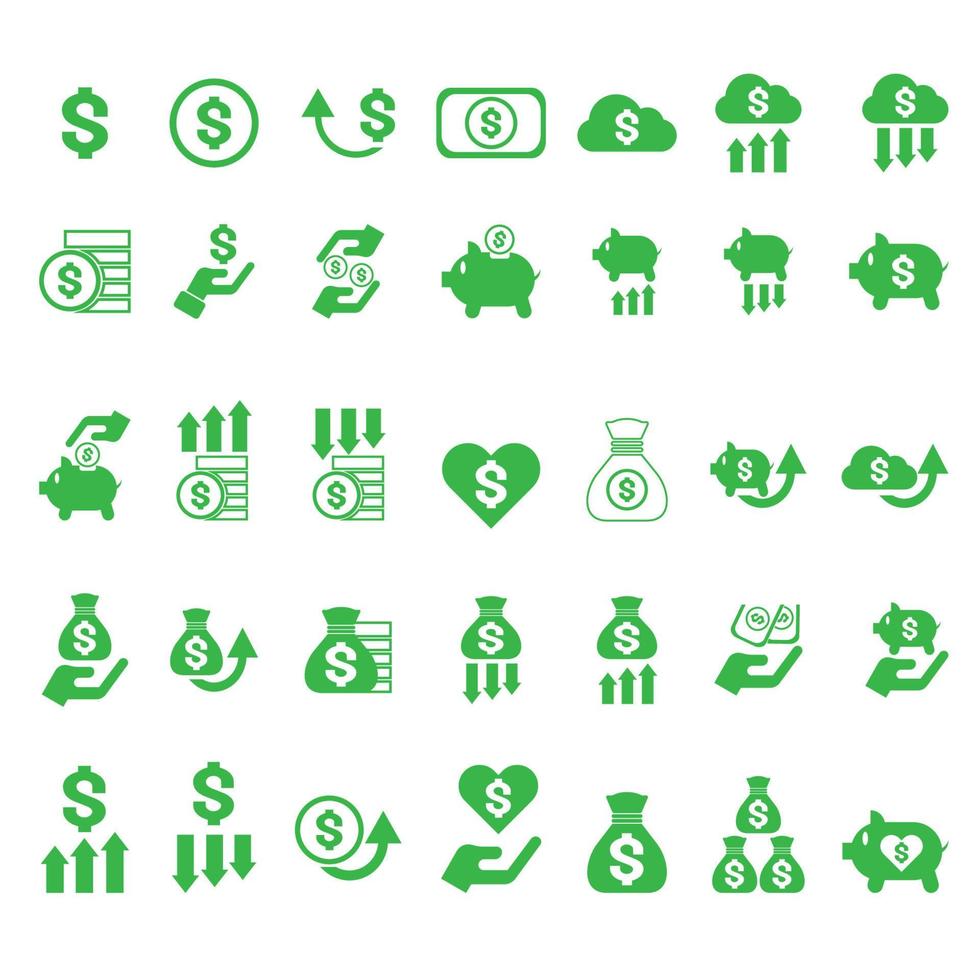 el paquete de iconos de dinero establece una imagen vectorial para el concepto de negocio vector