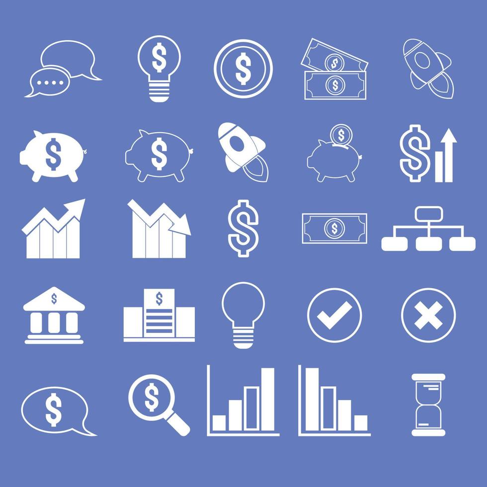 Business icon vector bundle set for finance concept