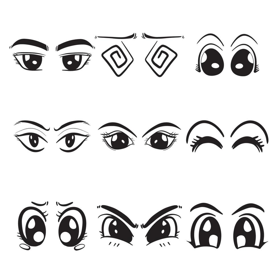 The eye bundle Set of cartoon anime style vector image