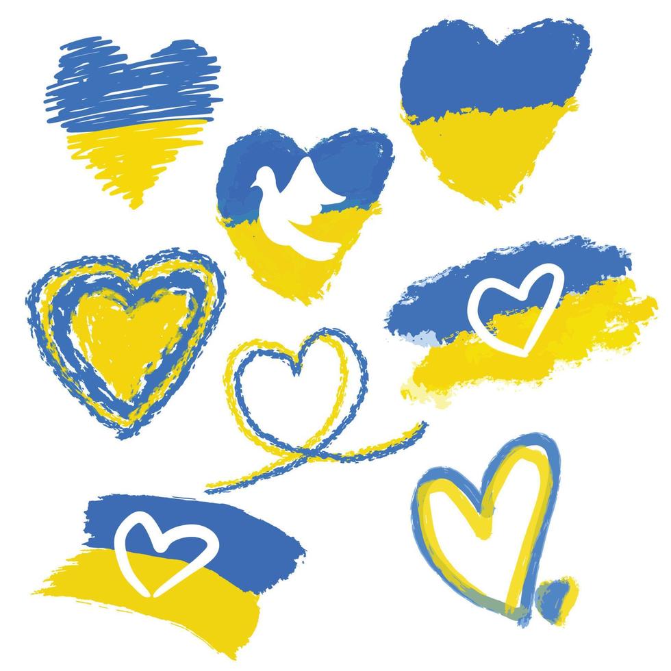conjunto de vector de paquete de sorteo de corazón de ucrania
