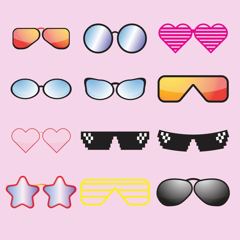 The glasses fashion bundle set for party or celebration concept vector