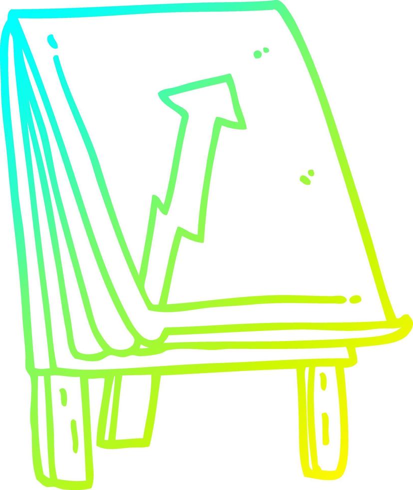 cold gradient line drawing cartoon business chart with arrow vector
