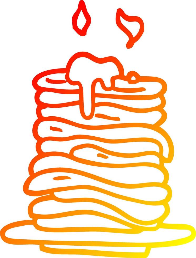 warm gradient line drawing cartoon stack of pancakes vector