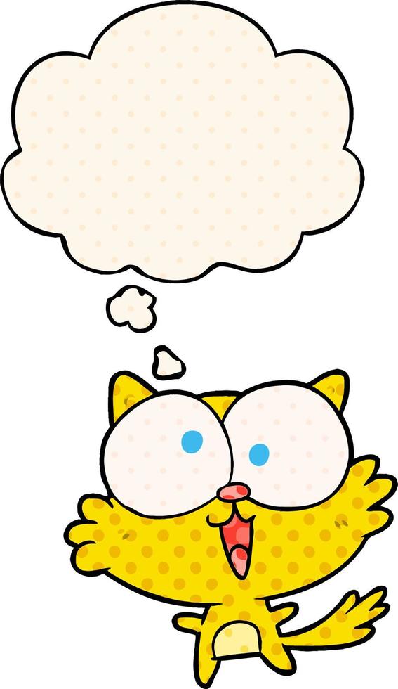 crazy cartoon cat and thought bubble in comic book style vector