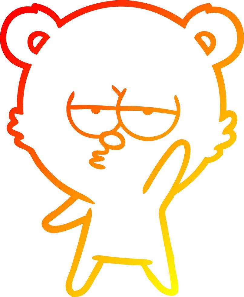 warm gradient line drawing bored polar bear cartoon vector