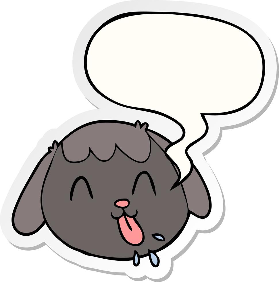 cartoon dog face and speech bubble sticker vector