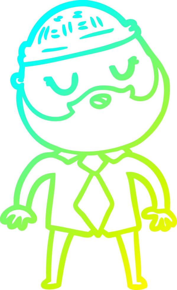 cold gradient line drawing cute cartoon man with beard vector