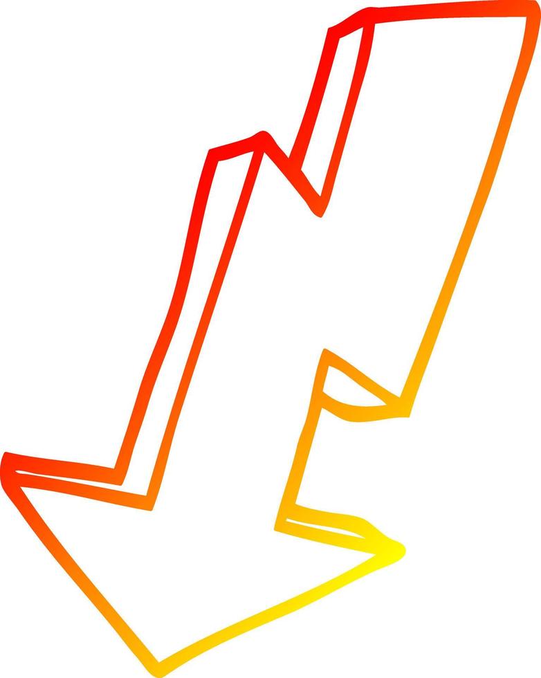 warm gradient line drawing cartoon lightning bolt vector