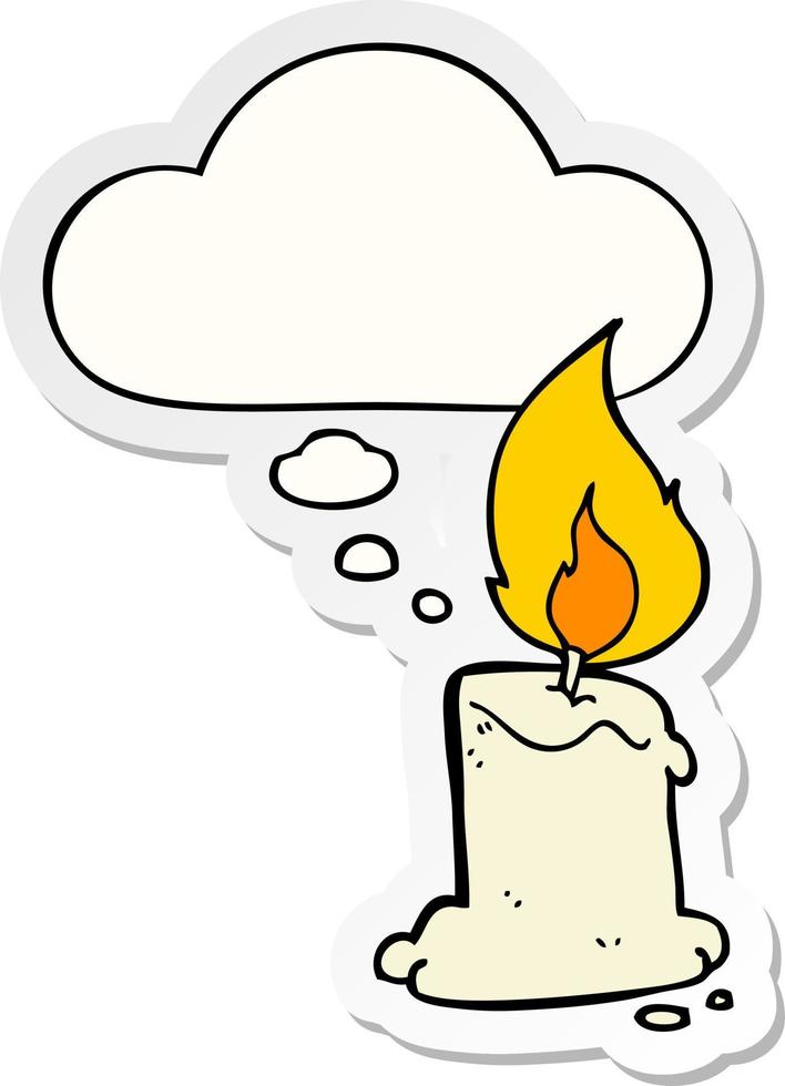 cartoon candle and thought bubble as a printed sticker vector