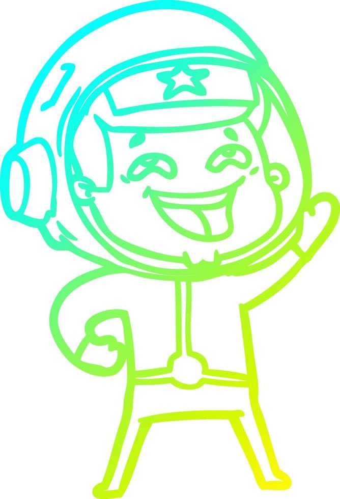 cold gradient line drawing cartoon laughing astronaut vector