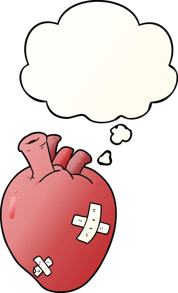 cartoon heart and thought bubble in smooth gradient style vector