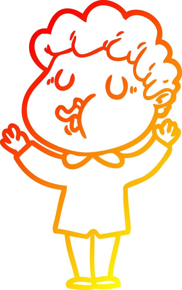 warm gradient line drawing cartoon man singing vector