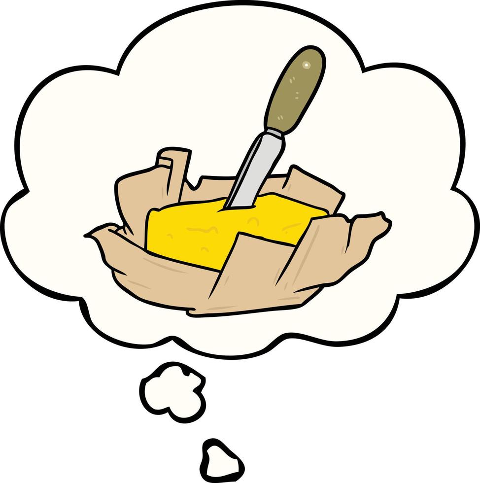 cartoon butter and thought bubble vector