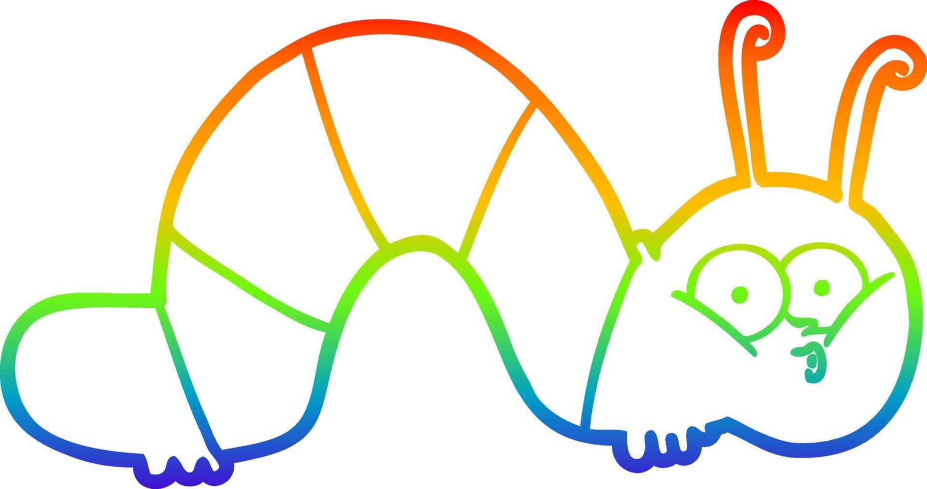 rainbow gradient line drawing cartoon caterpillar vector